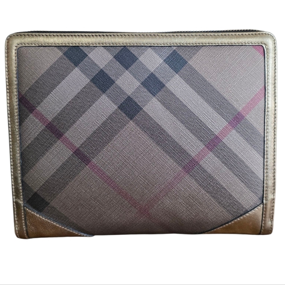 Burberry Meatllic Bronze Gold Check Iconic Tablet/Ipad Case Plaid